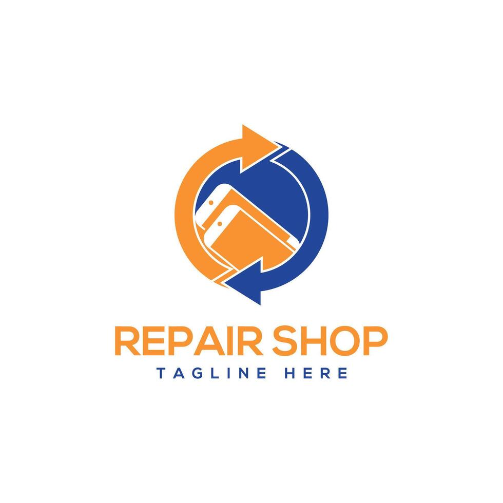 mobile repair shop logo design modern minimal concept mobile business solution gadget vector