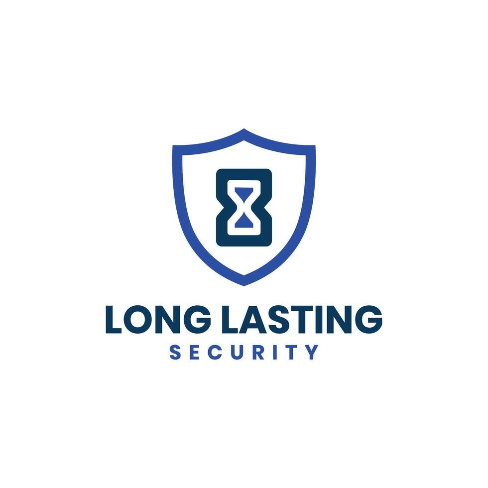 long lasting security logo design modern minimal concept durability sign vector