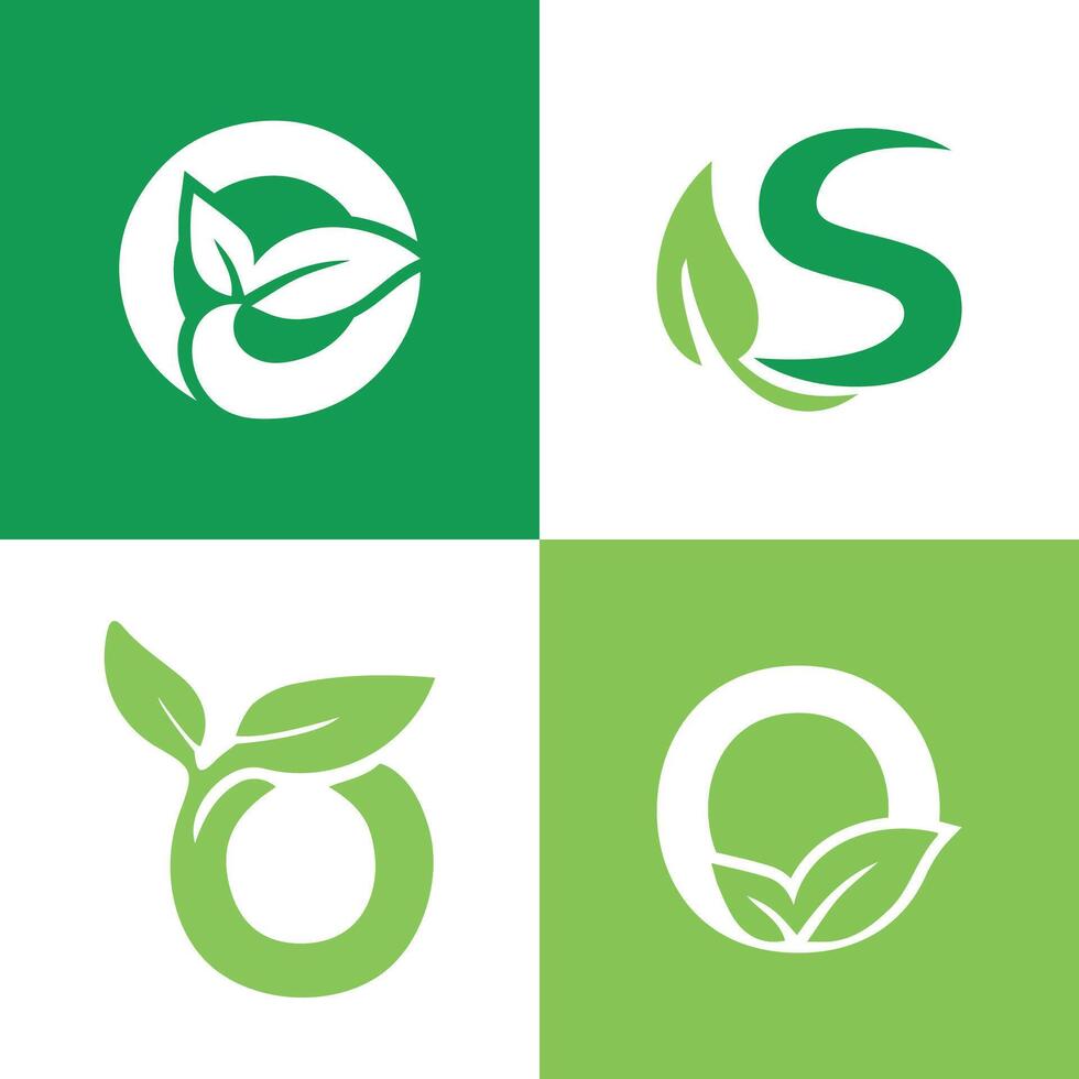 leaf logo letter mark logo collection bundle design concept vector