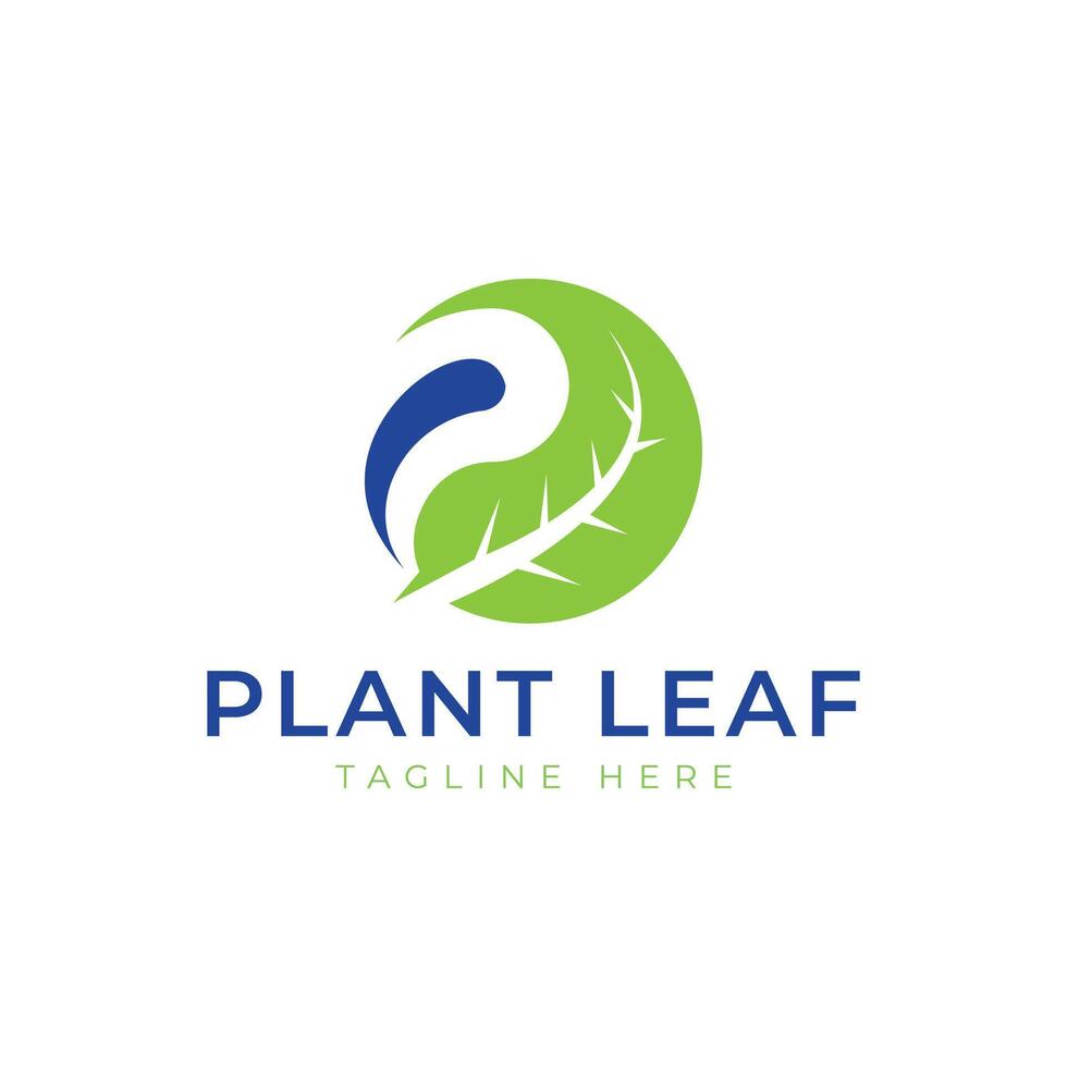 Plant leaf creative letter P logo design modern minimal organic natural concept vector