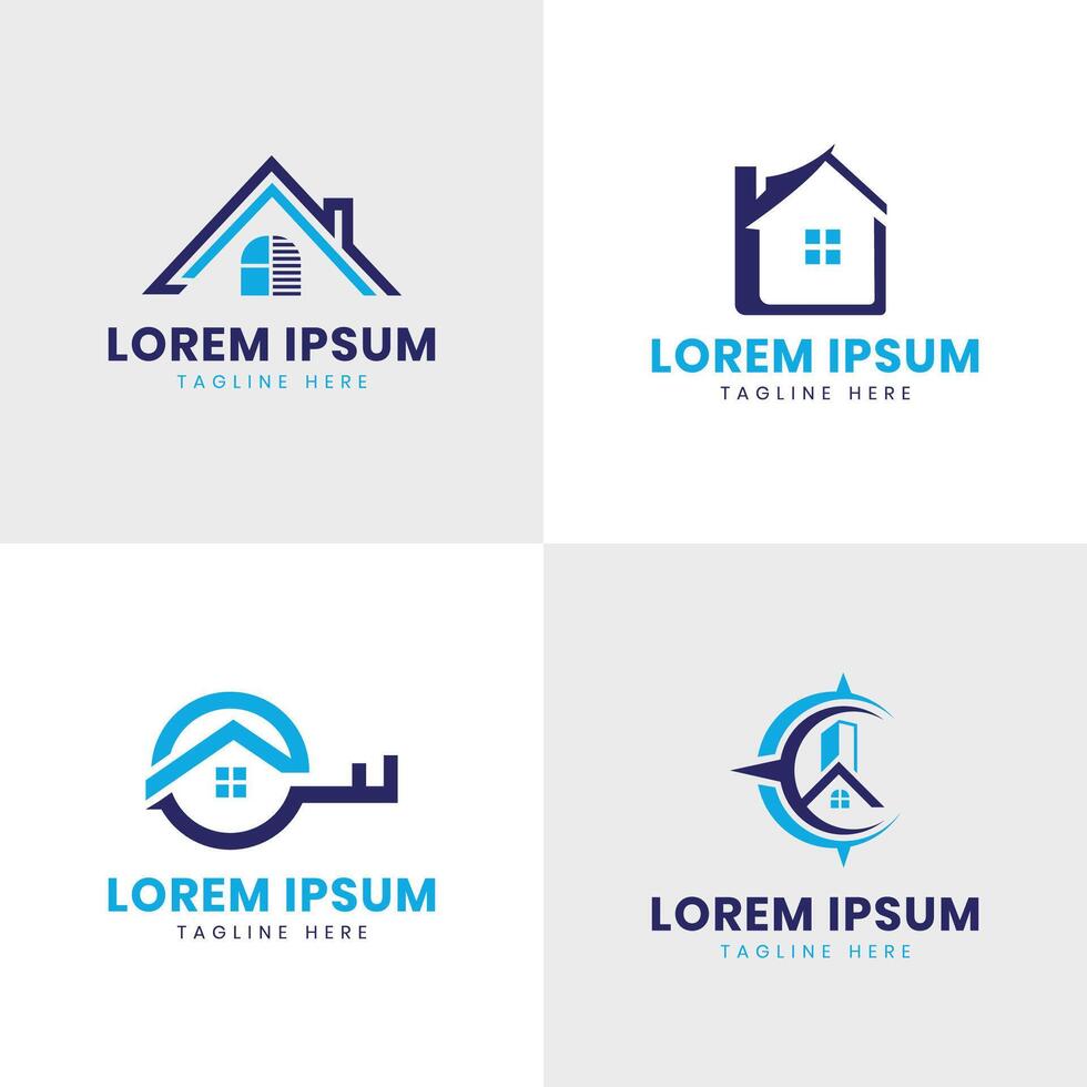 Home solution house real estate logo design icon mark concept collection vector
