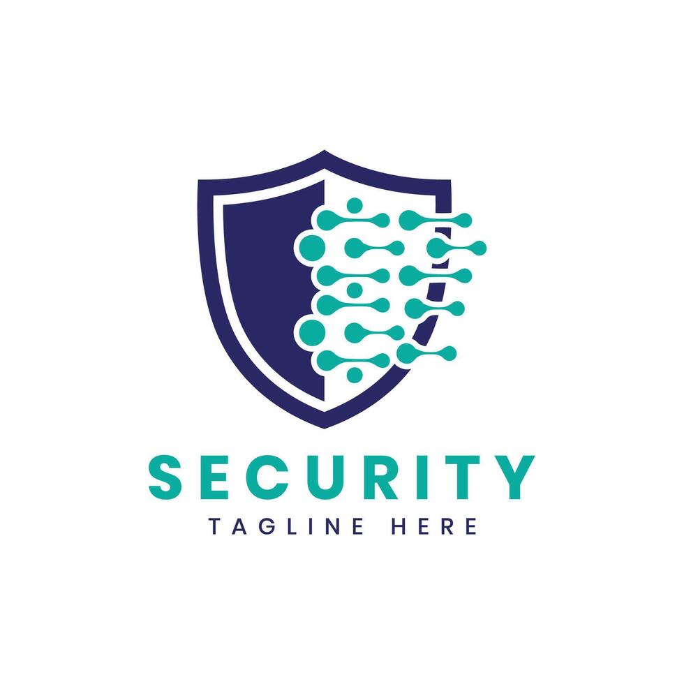 security dotted pixel logo design technology business cyber security vector