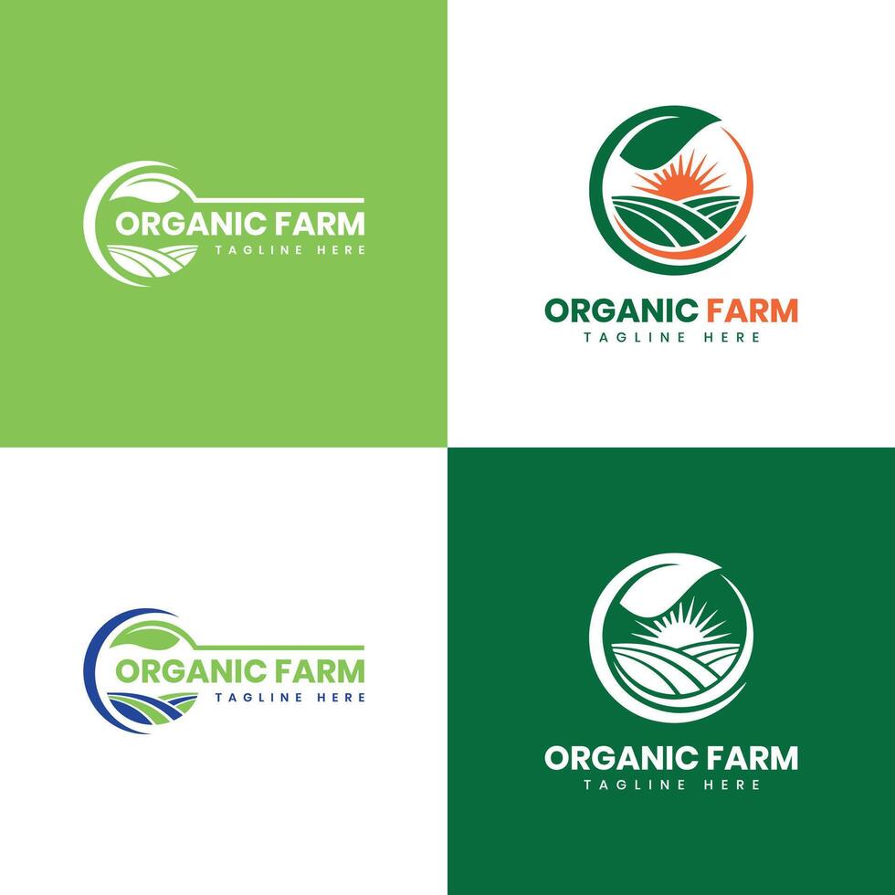 organic farm logo design modern minimal concept farming natural creative vector