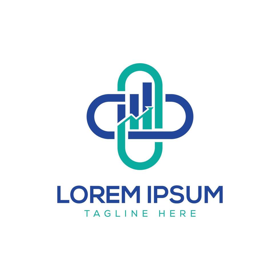 marketing healthcare medical finance logo design modern plus arrow concept vector