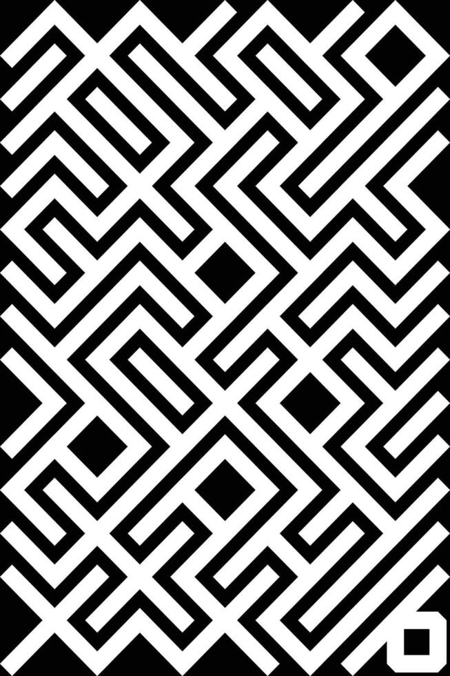 black and white abstract geometric pattern featuring maze-like shapes and structures. Ideal for modern designs, graphical backdrops, or conceptual visual artistry reflecting complexity and minimalism. vector