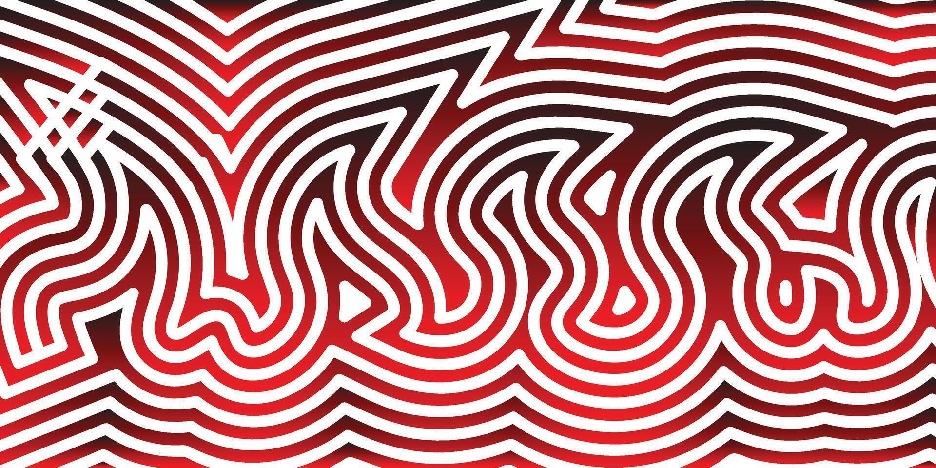 Red and White Abstract Pattern with Wavy and Geometric Lines vector
