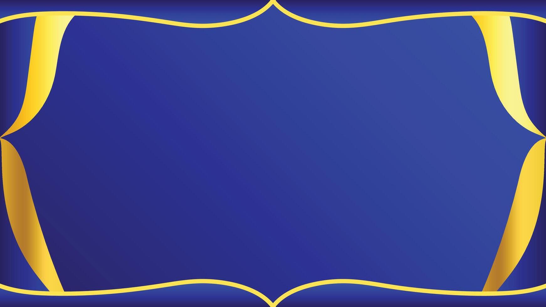 Elegant Blue Background with Golden Ribbon Border for Decorative Design vector