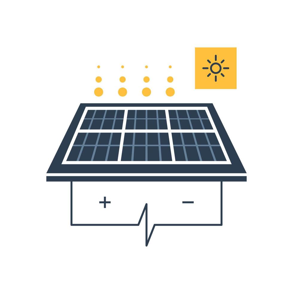 autonomous electricity, source of energy,Solar panel and sun icon vector