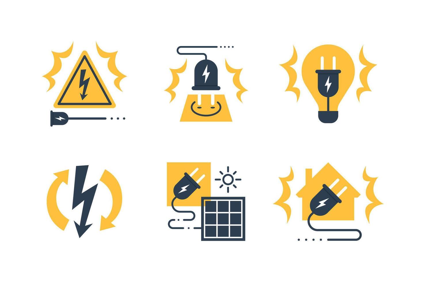 Energy icons related to safety and efficiency vector