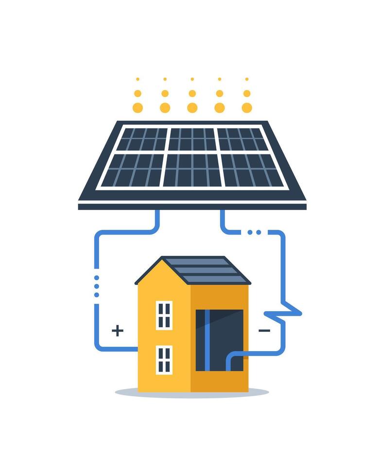 Solar panel with house illustration vector