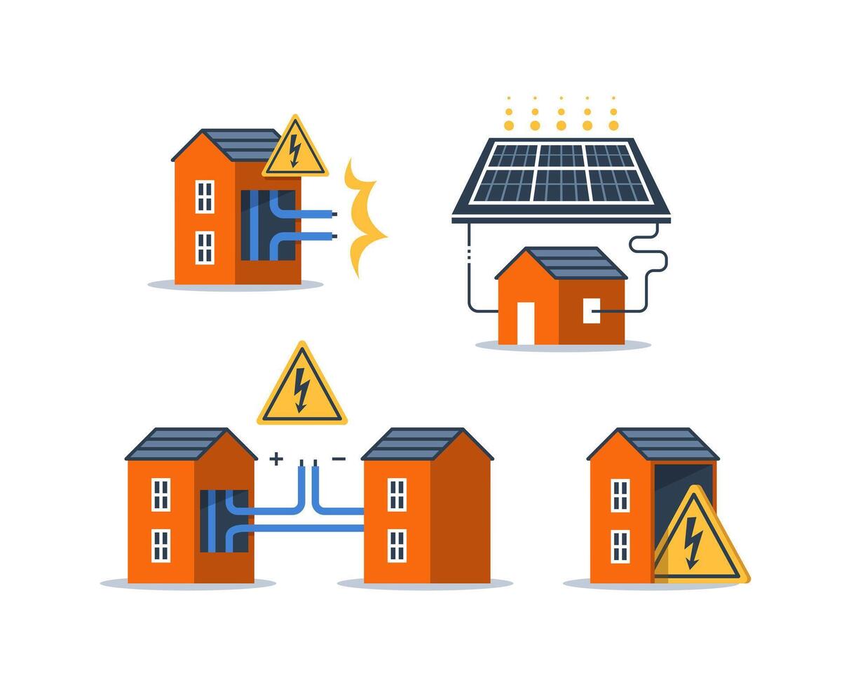 Solar energy illustrations for homes vector