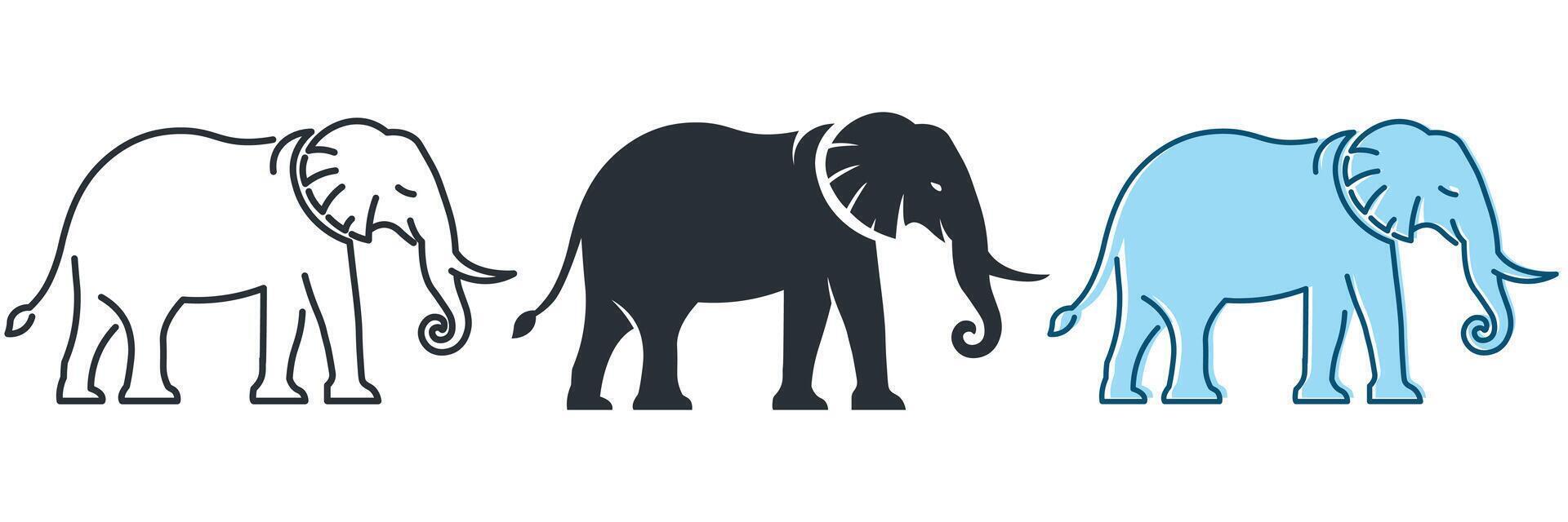 Elephant Silhouette icons. Animal outline vector