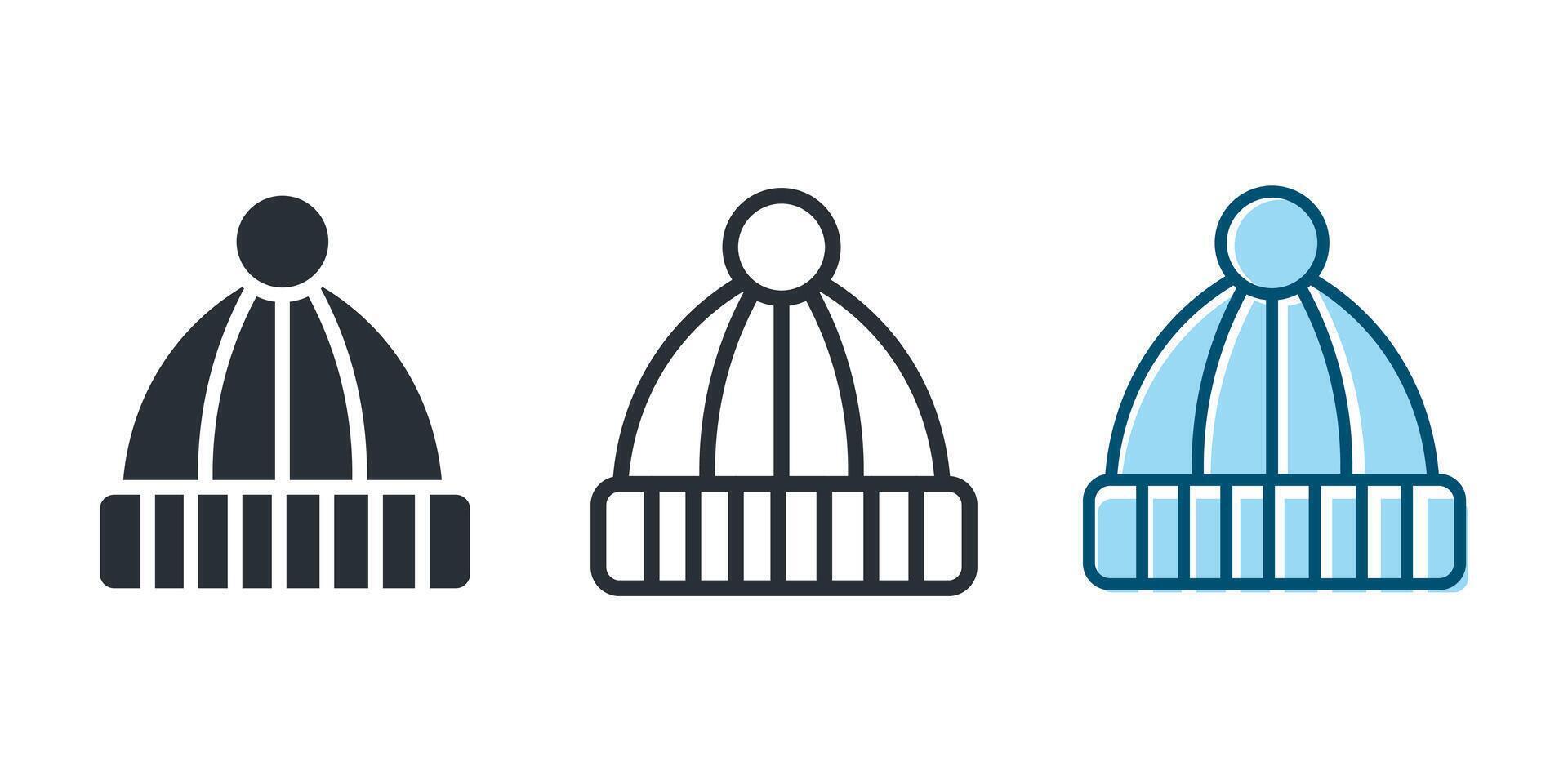 Winter hat flat icon. Beanie outline vector