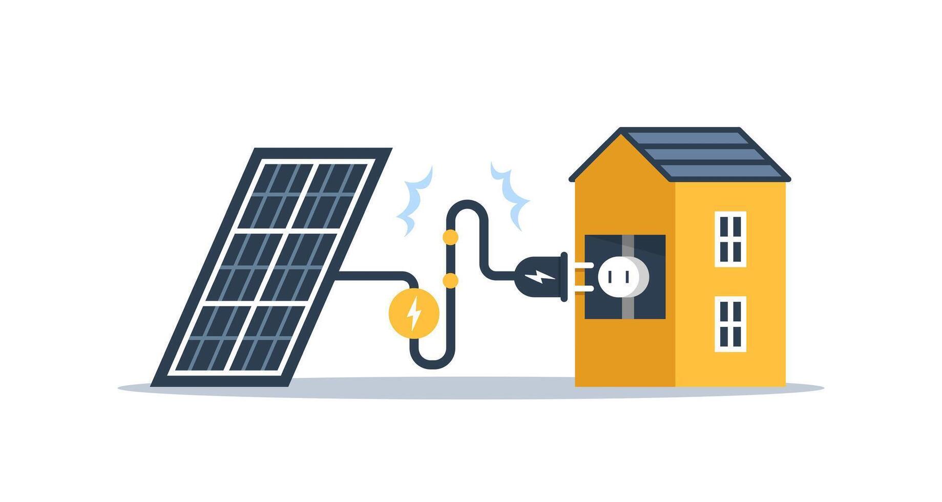 Solar panel connected to a house vector