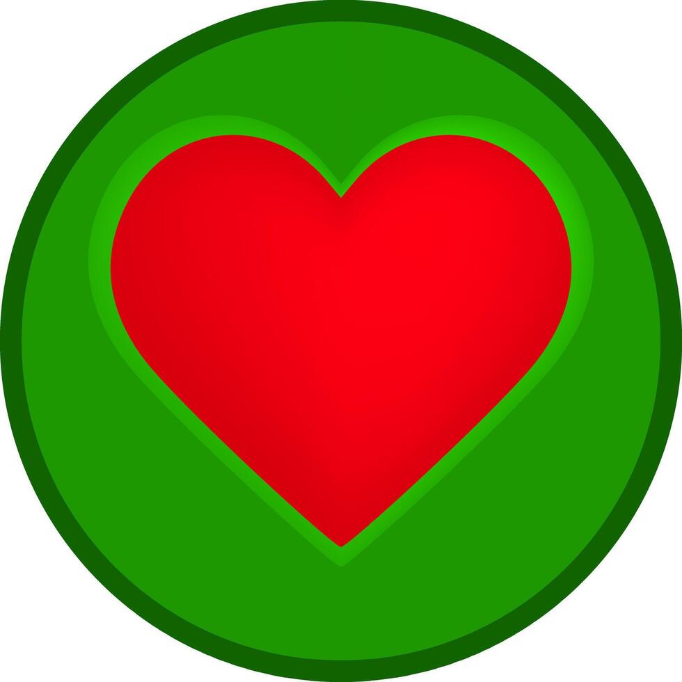 Red Heart in Green Circle Icon - Love and Favorite vector