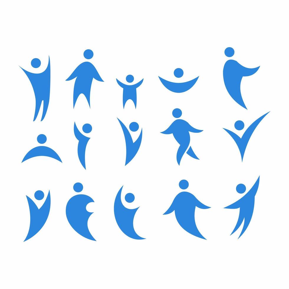 Abstract blue man for business logo decoration. set of illustrations. Icon on white background. vector