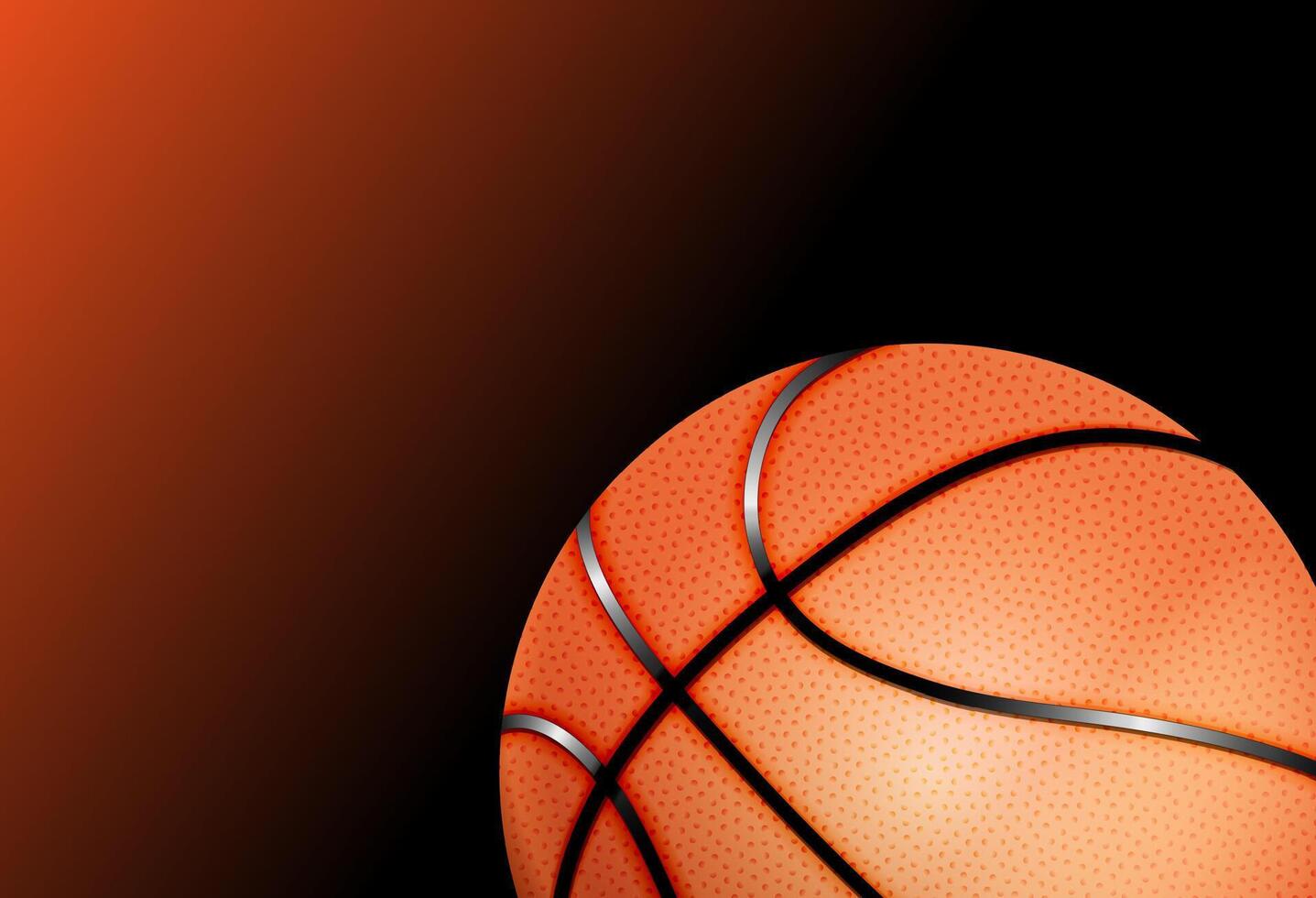 A bold graphic features a large, orange basketball with black lines vector