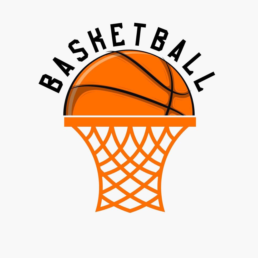 A stylized basketball design features prominently in the center a orange basketball vector