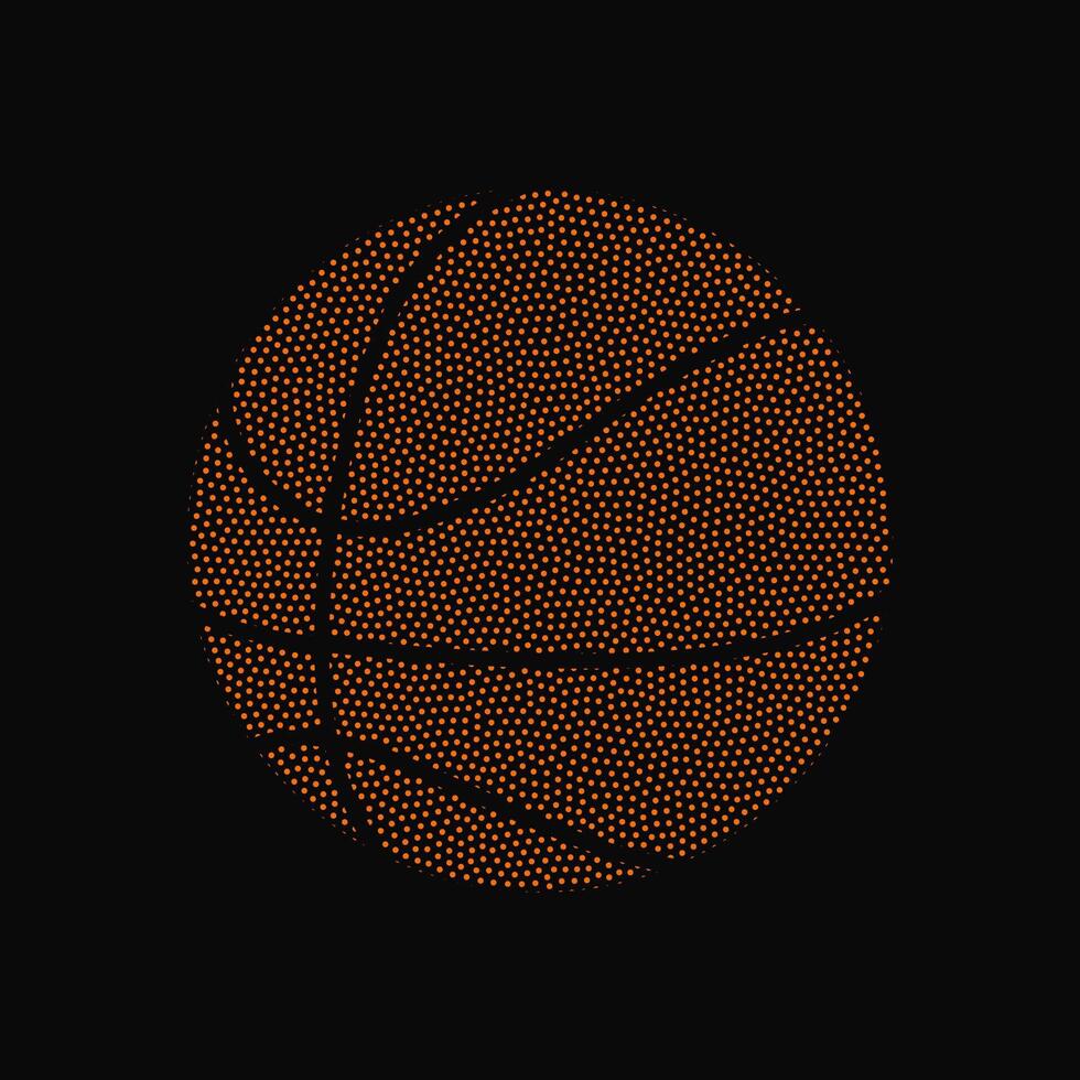 An illustration of a basketball, featuring orange dots on a black background vector