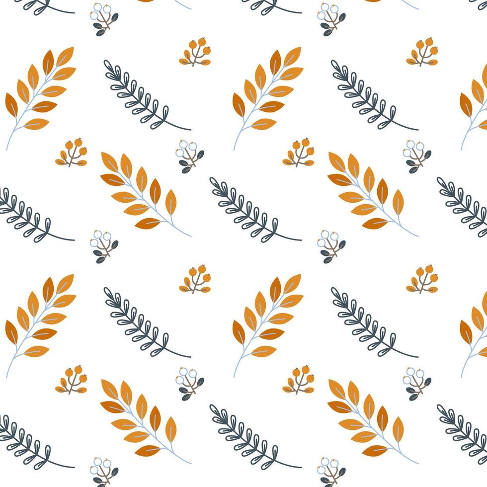 Autumn ornament for clothes and textiles with leaves and berries vector