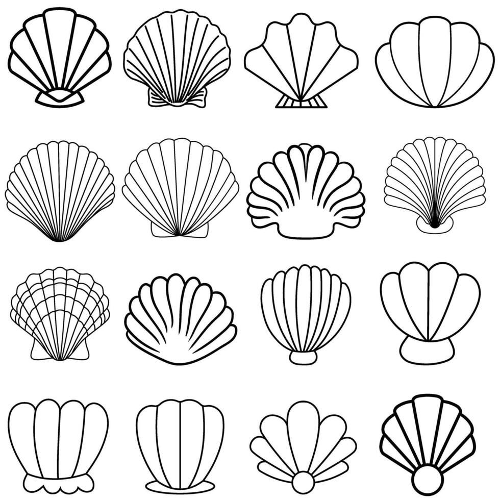 Seashell icon set. Shell illustration sign collection. conch symbol. Sea Life icons. vector