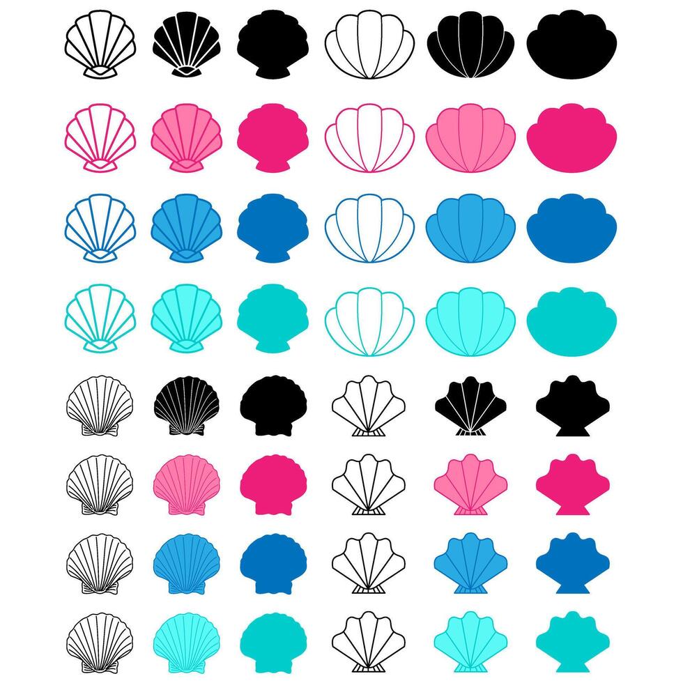 Seashell icon set. Shell illustration sign collection. conch symbol. vector