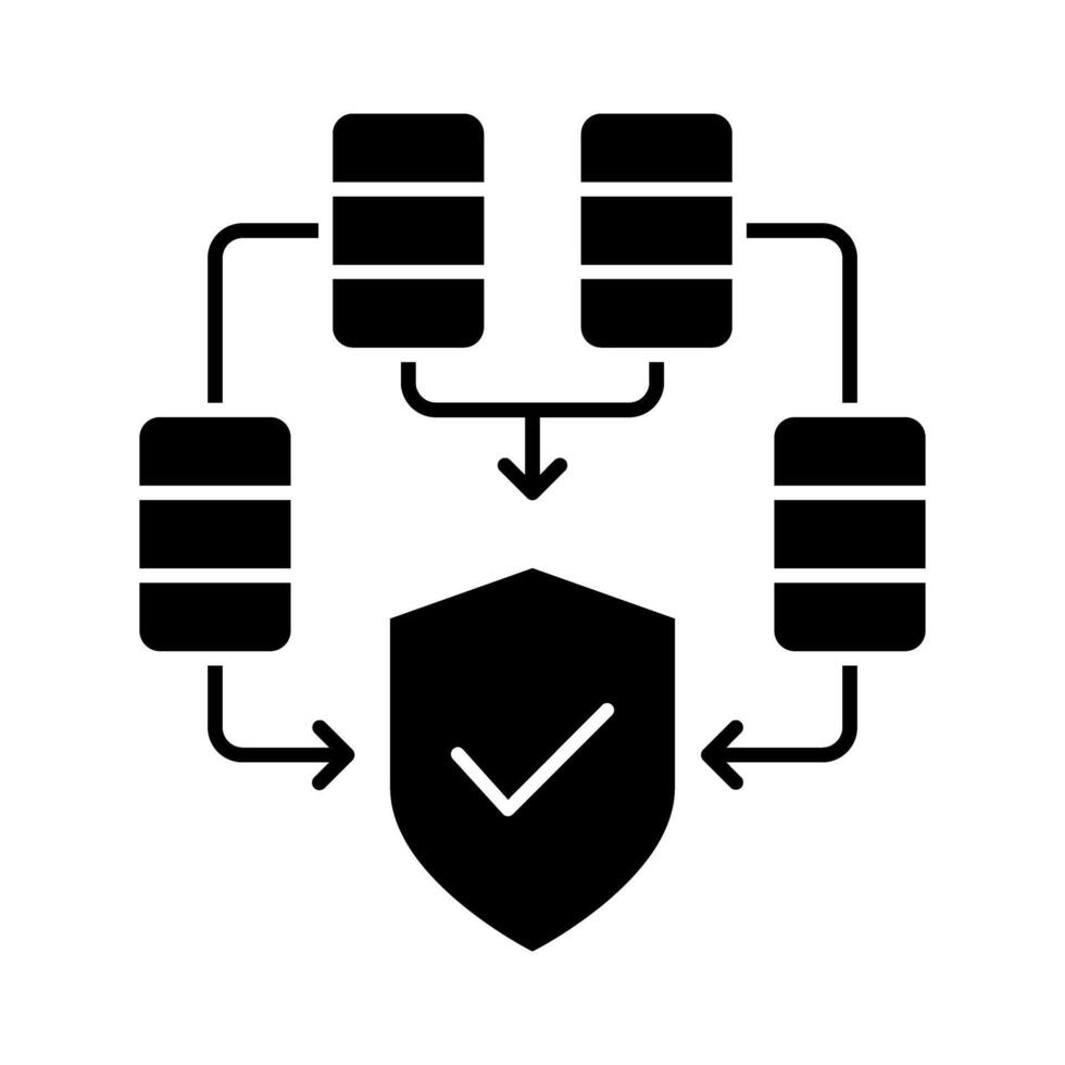 Data protection black icon, concept illustration, flat symbol, glyph sign. vector