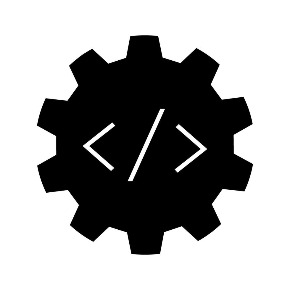 Gear and code icon. Cogwheel gear and code symbol. vector