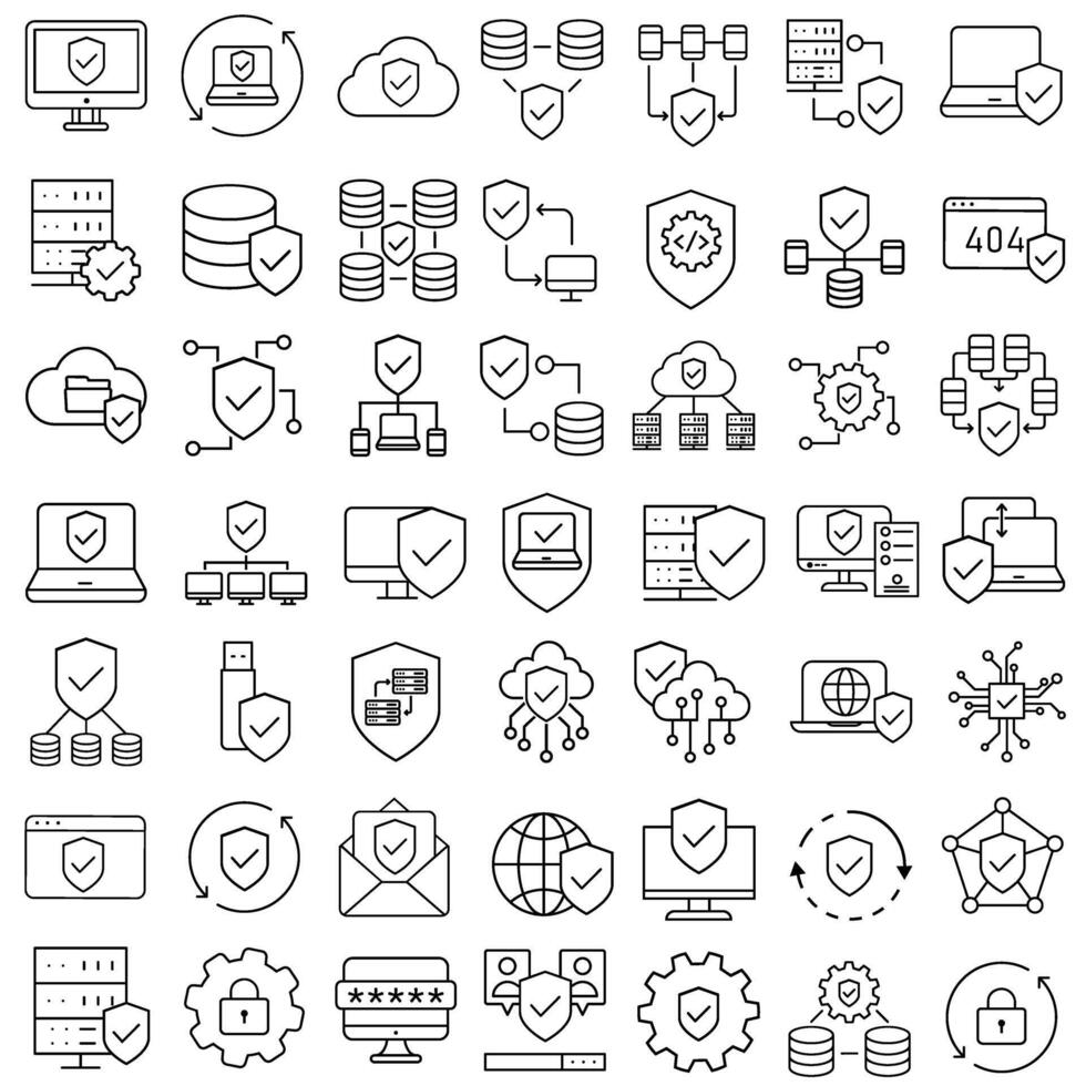 Cybersecurity web icon set. Firewall illustration sign collection. Web protection symbol. Cyber security web icons. vector