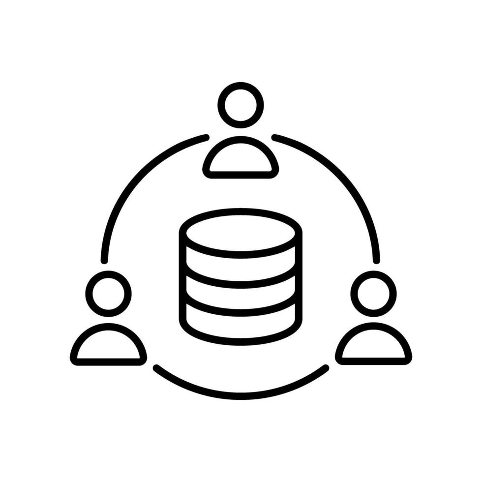 Database icon, concept illustration, outline symbol, sign, linear symbol. vector