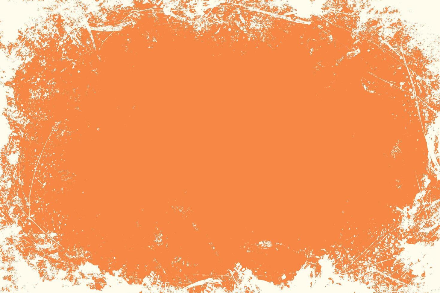 Grunge orange texture background with white paint stains. Distressed artistic grunge modern overlay texture. Banner template with scratch lines. Autumn or Halloween hand draw rough dirty weathered vector