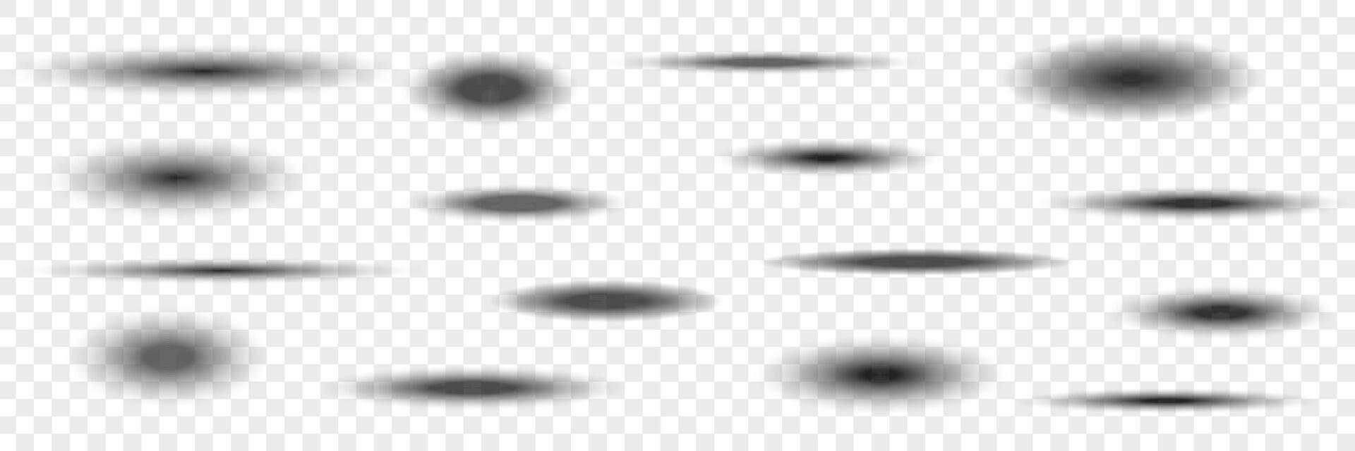 Oval shape shadow effects. Realistic overlay object set. Shades with soft black gradient. Blur tab template for decoration banner poster card vector