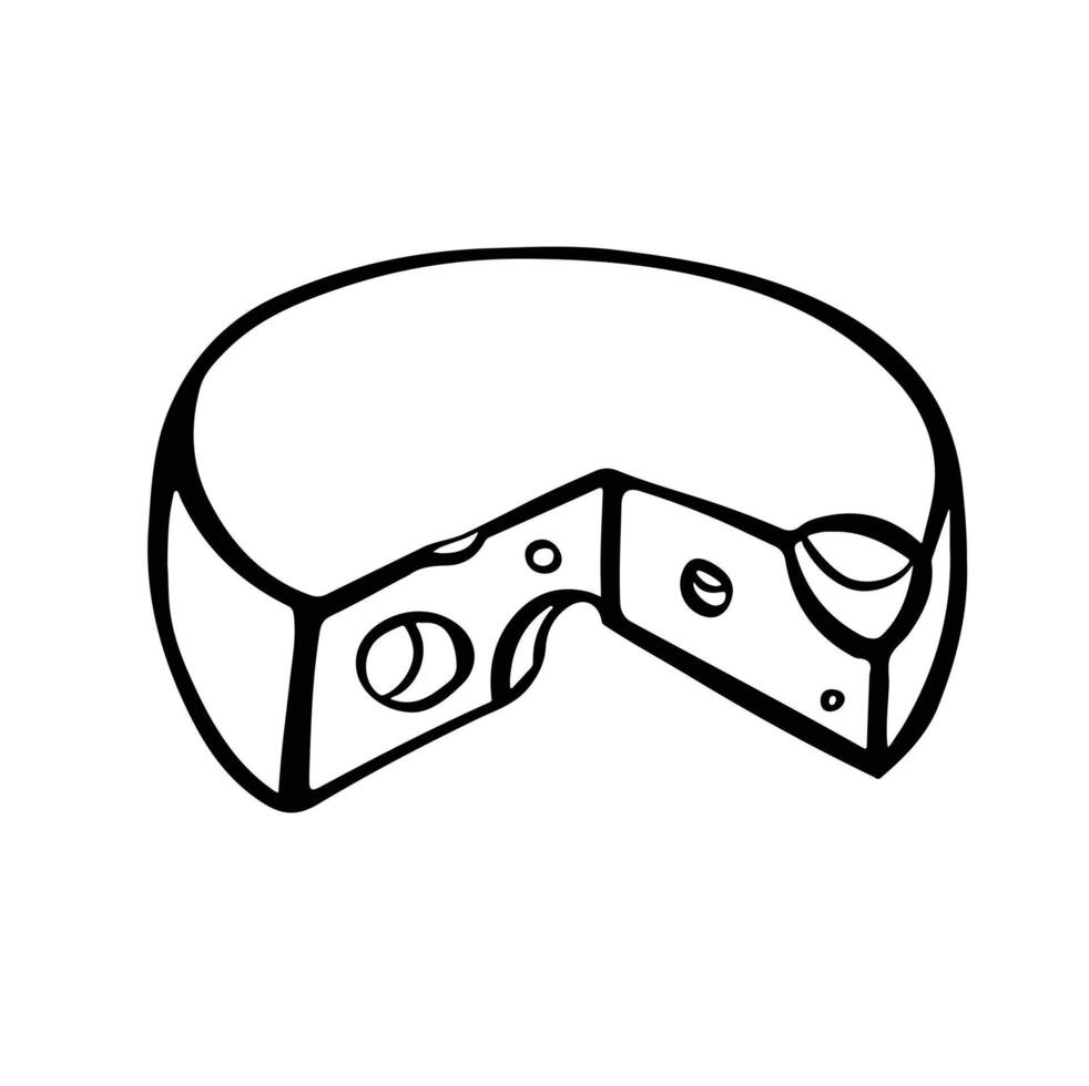 cut head of cheese line monochrome vector