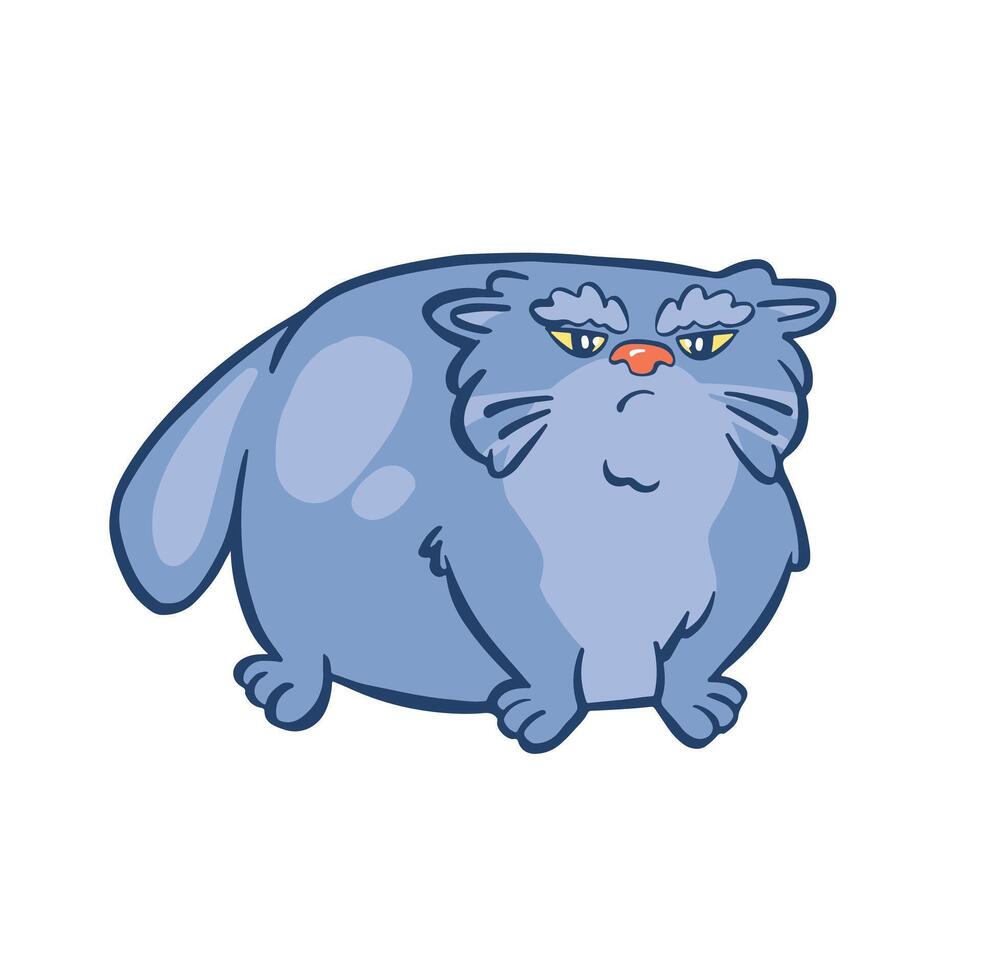 Sticker manul fat and dissatisfied color vector