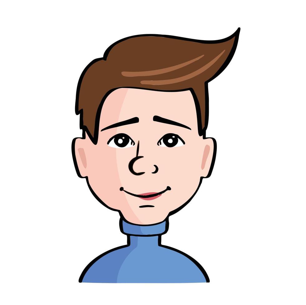 Avatar young man color cartoon style vector