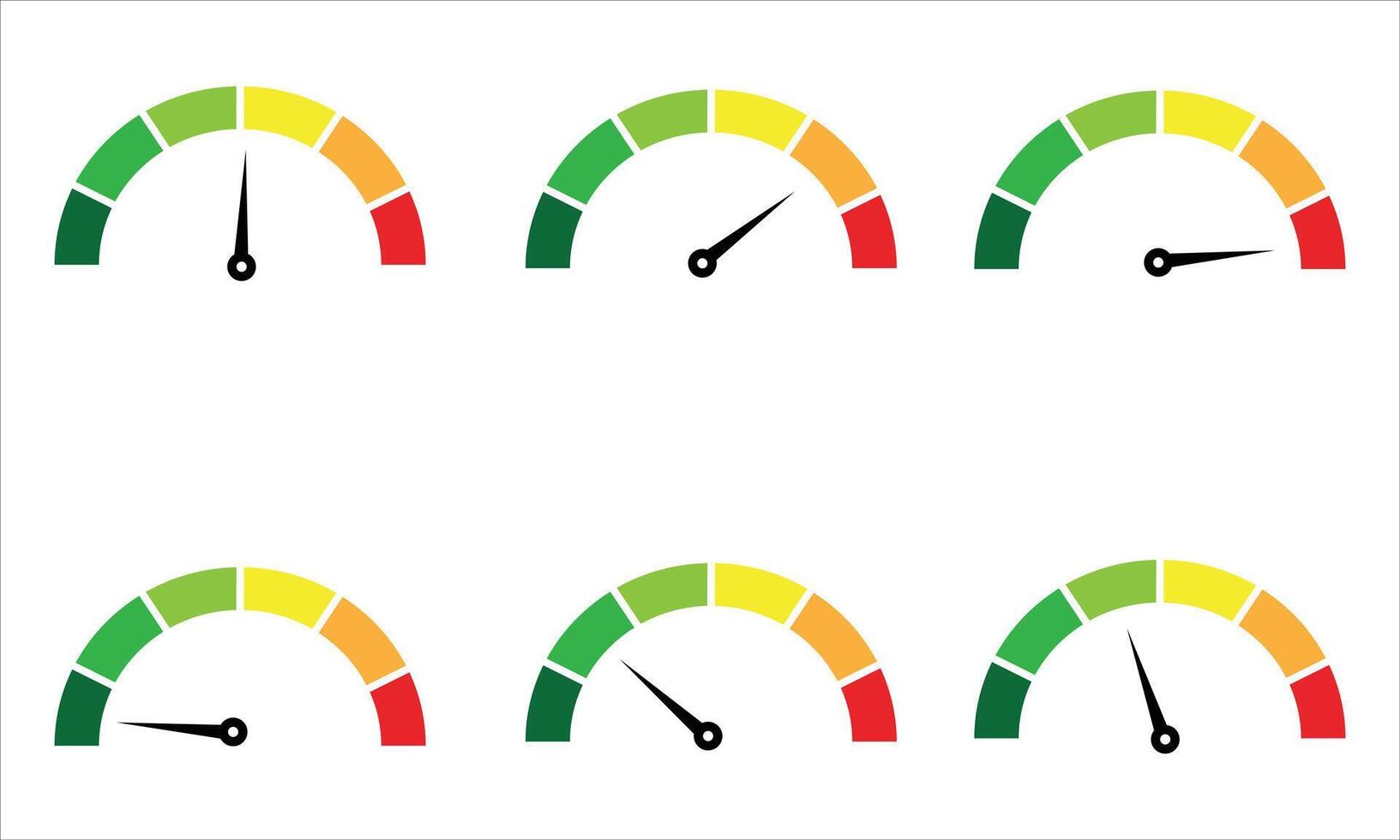 Colorful Gauge Meter Set . Progress, Performance, and Speed Indicator Illustration vector