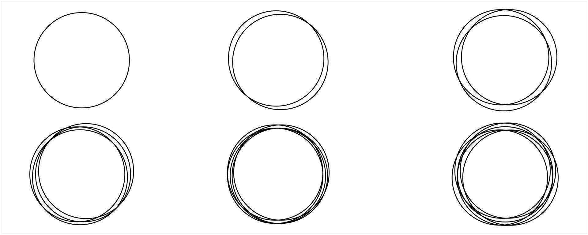 Hand drawn circle frame set vector