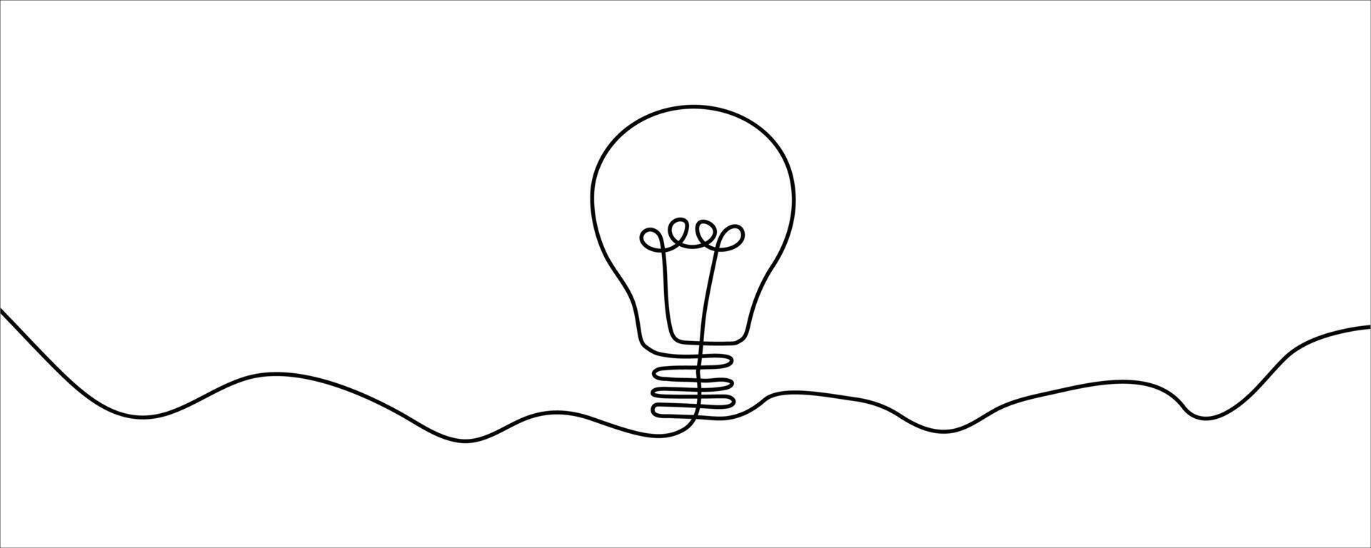 Continuous Line Drawing of Light Bulb . Minimalist Idea Symbol on White Background vector