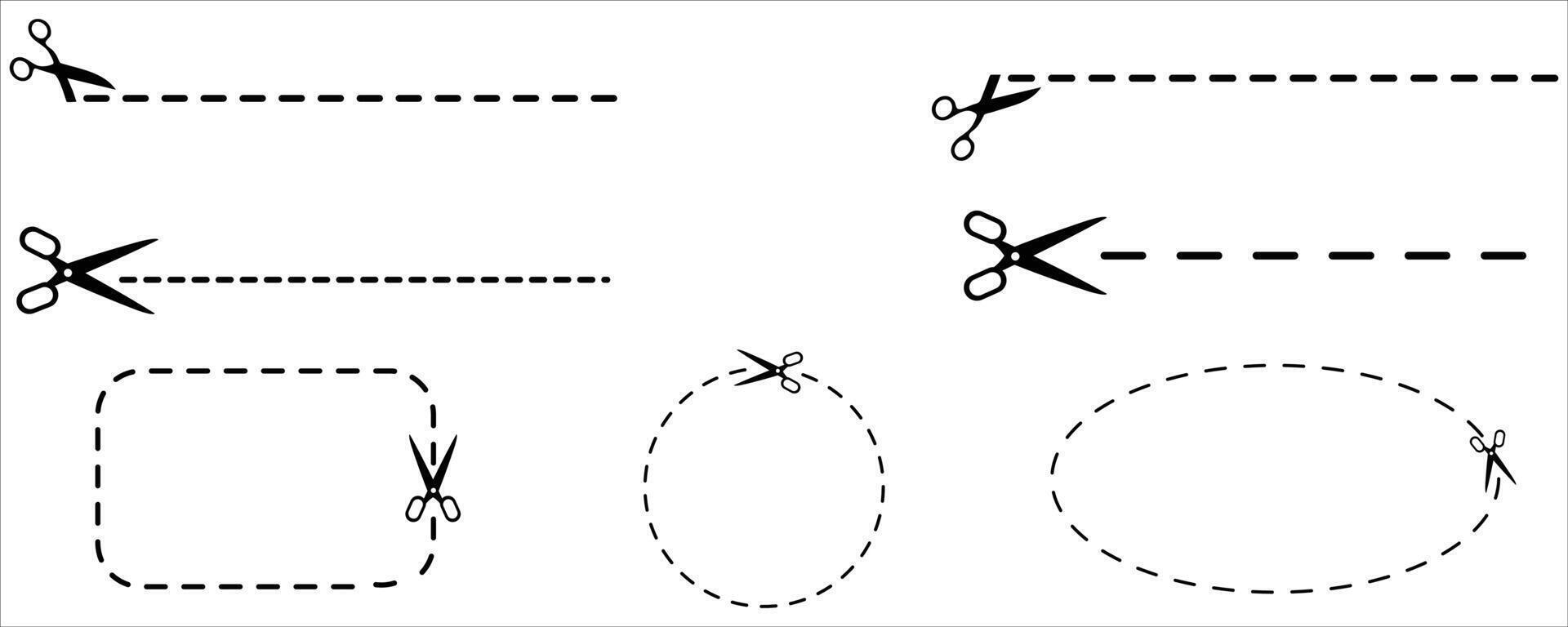 Illustration of Scissors Cutting Dashed Lines and Shapes .Coupon and Craft Concept vector