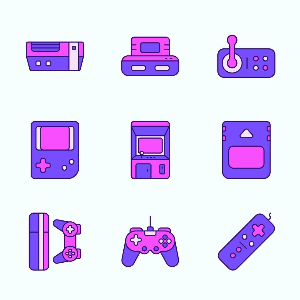 Retro Gaming Icons with Bold Neon Vibes vector
