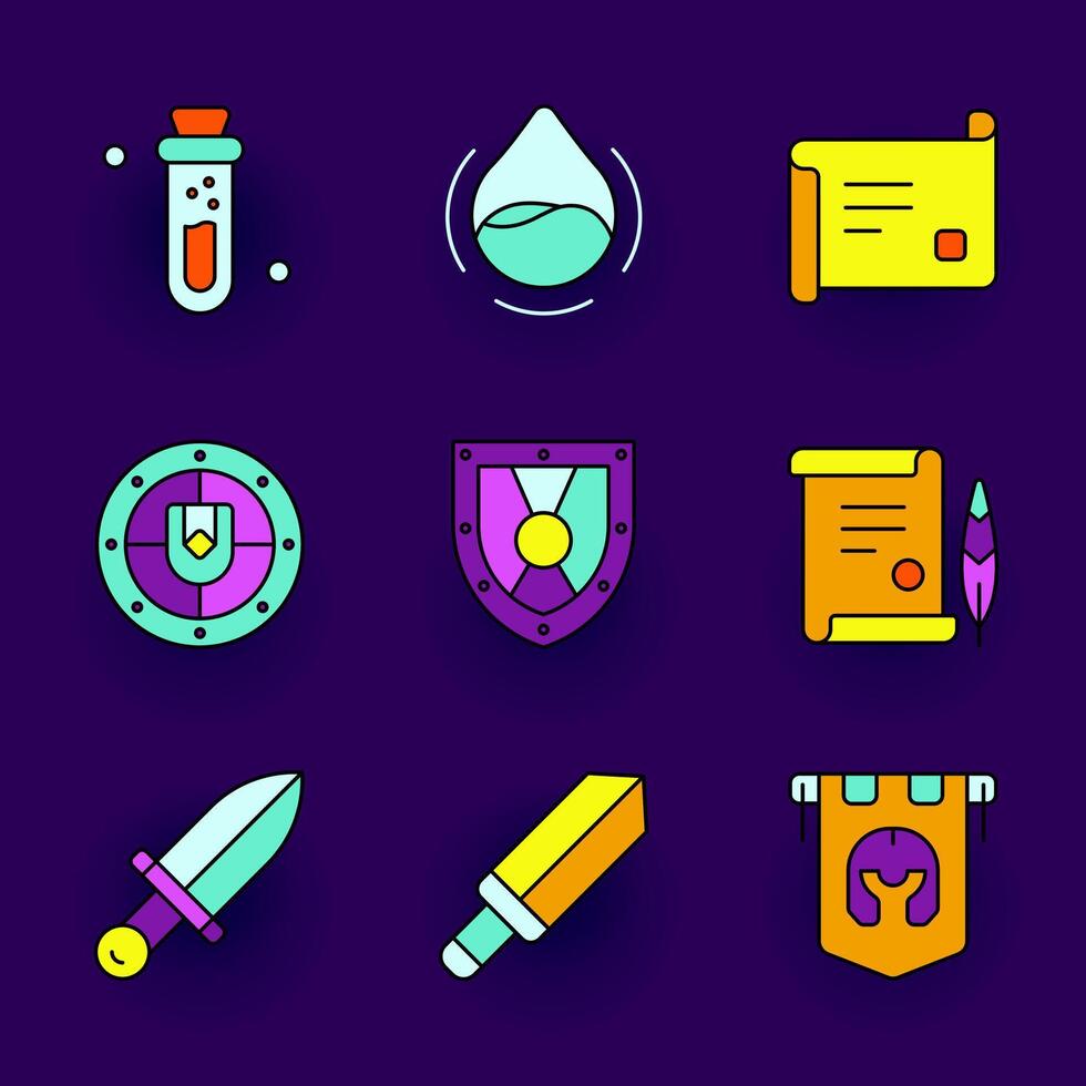 Fantasy icons for games and projects vector