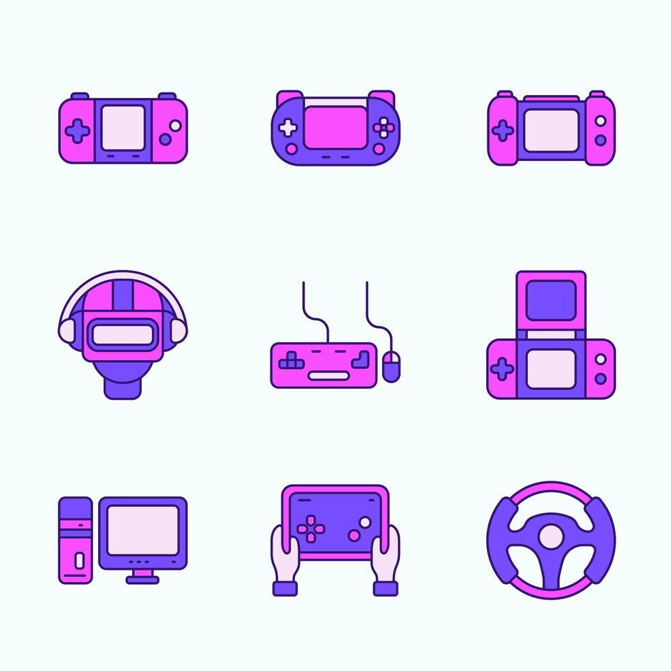 Modern Gaming Icons with Tech Vibes vector