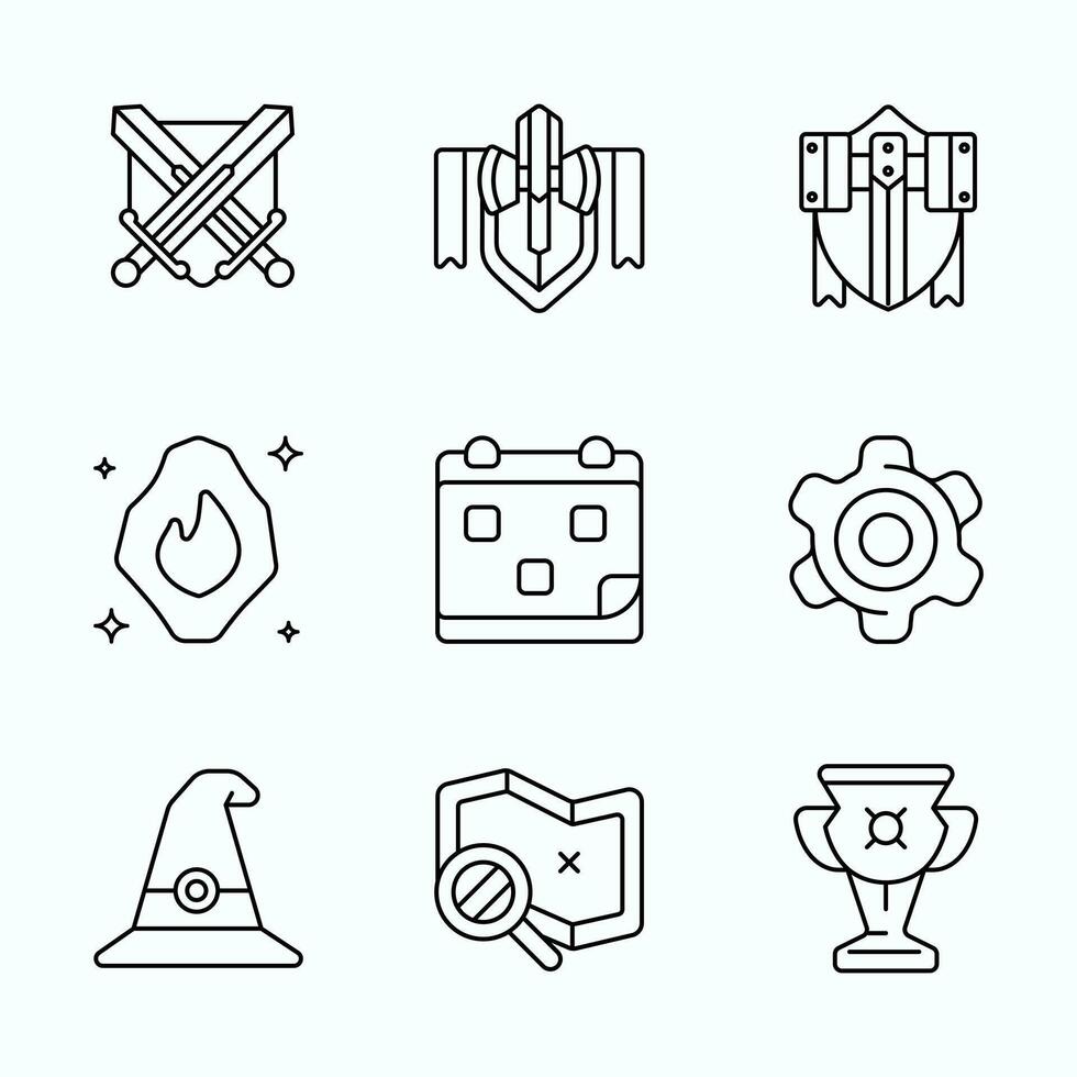 Rpg Battle Tools for Character Classes Outline Style vector