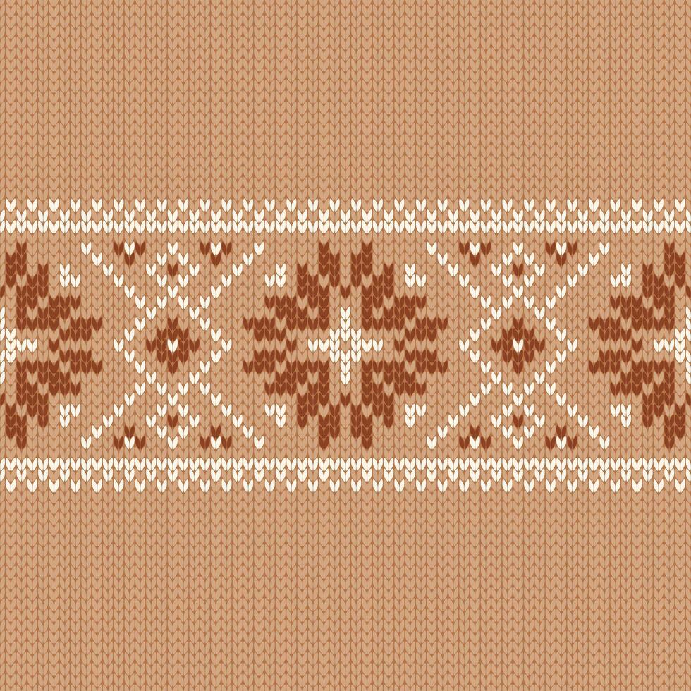 Scandinavian knitted seamless pattern. Sweater in Norwegian native style, ornament with snowflakes. Fair Isle design. Wool texture. Winter holiday background, illustration. vector