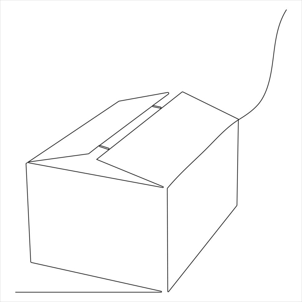 Continuous line art drawing of a cardboard box minimalist parcel and courier delivery concept illustration vector