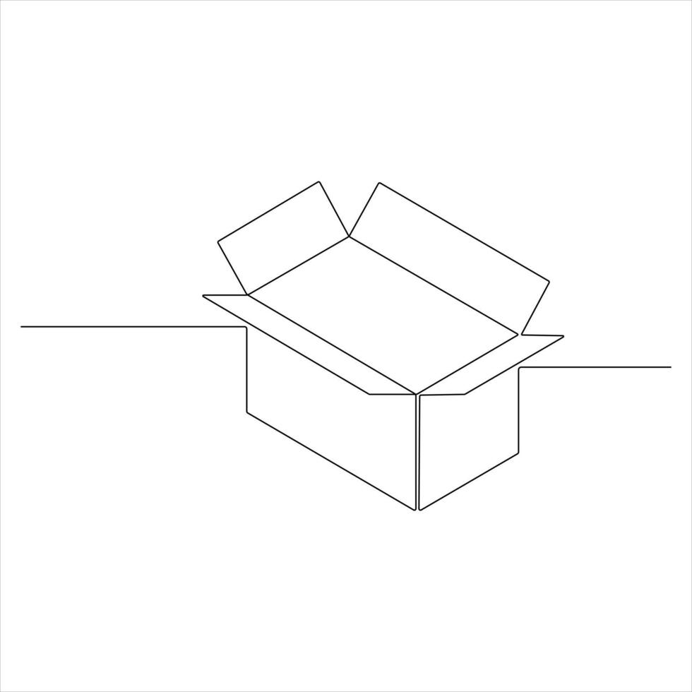 Minimalist Illustration of a Cardboard Box Continuous Line Parcel and Delivery Theme vector