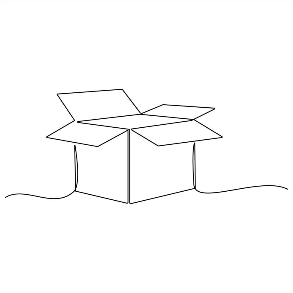 Minimalist One Line Drawing of a Parcel Box Courier and Shipping Concept Illustration vector