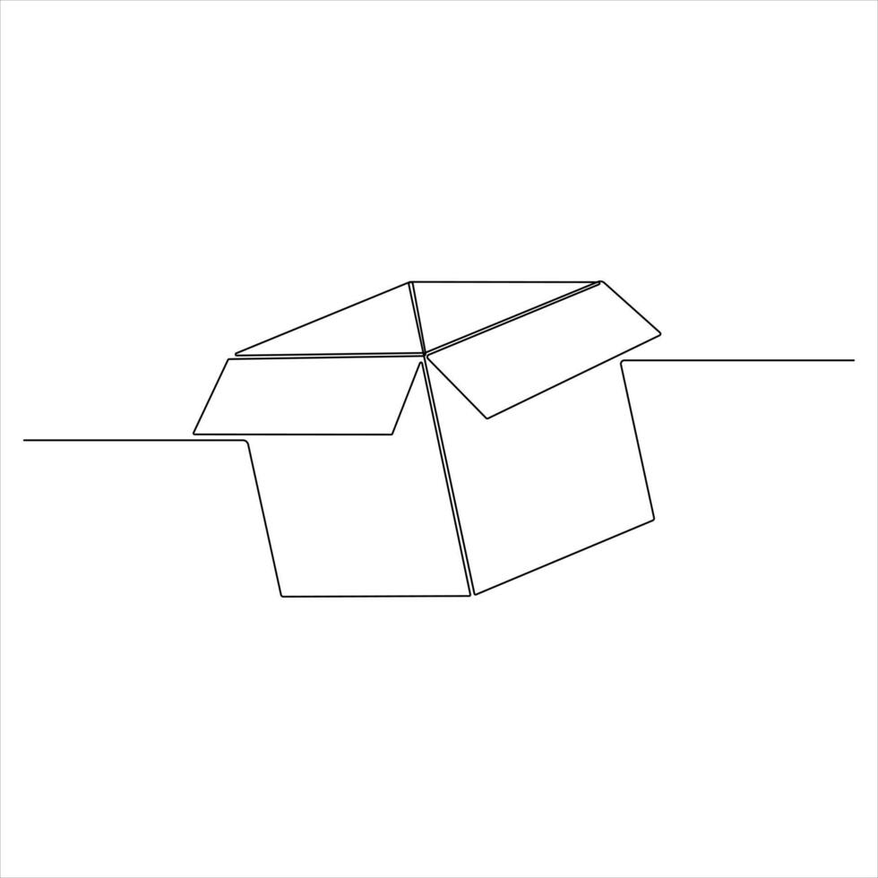 Continuous Single Line Art of a Cardboard Delivery Box Minimalist Logistics and Packaging vector