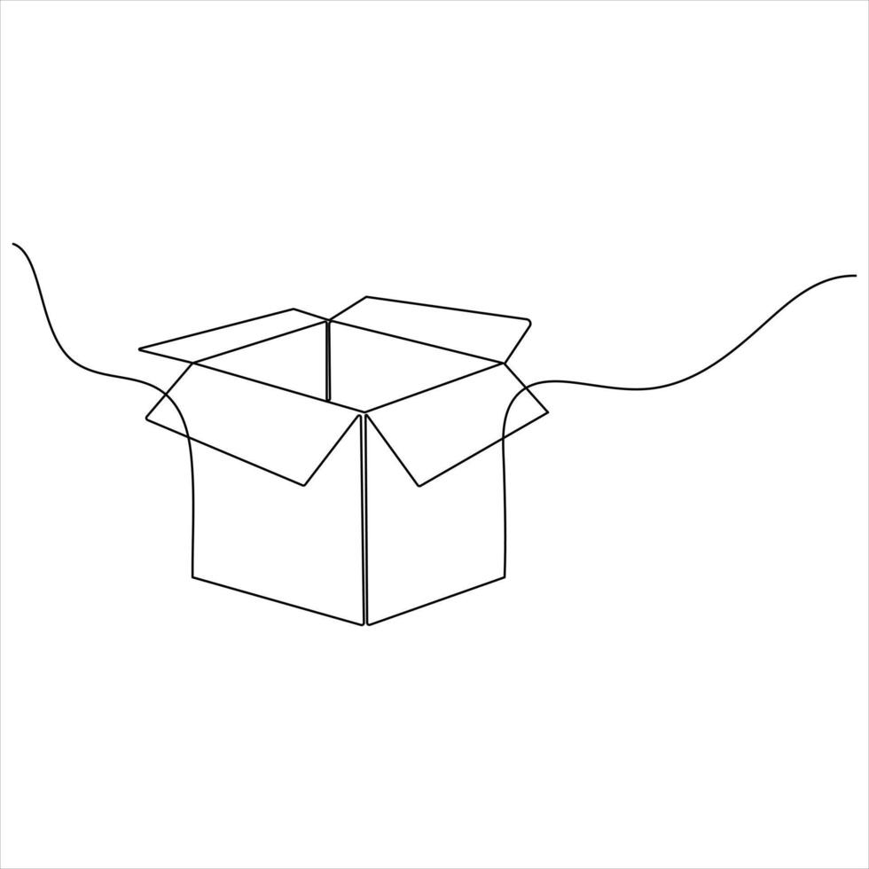 Minimalist Illustration of a Cardboard Box Continuous One Line Parcel and Delivery Theme vector