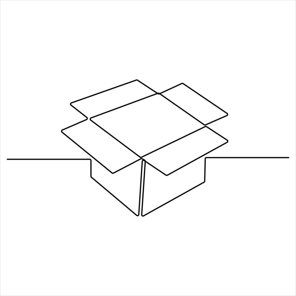 One Line Sketch of a Cardboard Parcel Minimal Design for Courier and E-commerce Concept vector